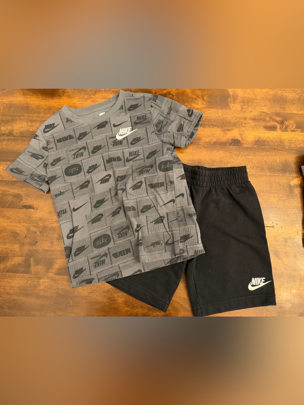 Nike Black & Gray Logo-Print Kids Athletic Shorts Set